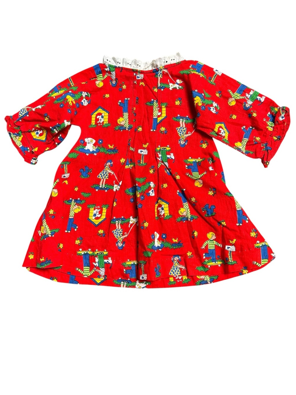 Vintage 70s handmade dress skateboard puppies size 3T